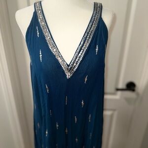 Free People Teal Sleeveless Mini Dress